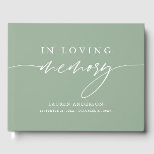 Libro De Visitas Sage Green Rustic En El Funeral De La Memoria Amad
