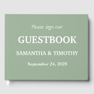 Libro De Visitas Sage Green Simple Moderno Boda Minimalista