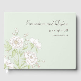 Libro De Visitas Sage Green White Rose Wedding