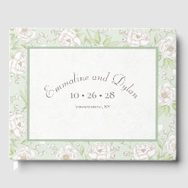 Libro De Visitas Sage Green White Rose Wedding