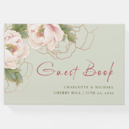 Libro De Visitas Sage y Rubor Peony Floral Guest Book