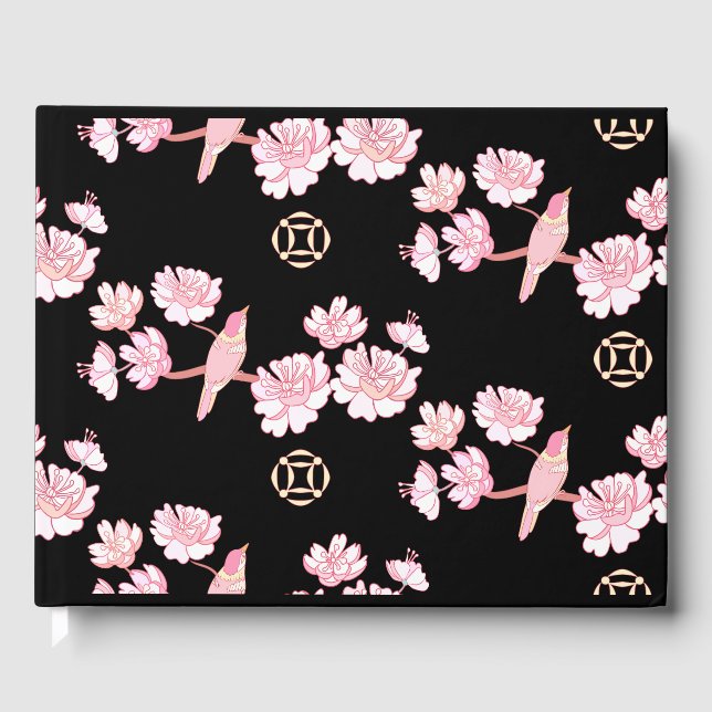 Libro De Visitas Sakura, flor de primavera, flor de cerezo japonés, (Anverso)