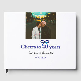 Libro De Visitas Saludos del arco iris azul a boda de 40 años