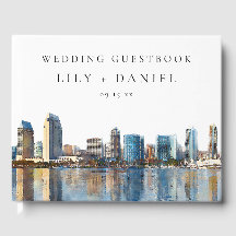 San Diego Skyline Watercolor Wedding