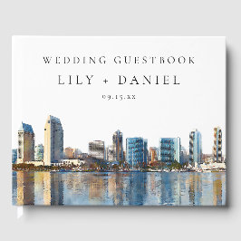 Libro De Visitas San Diego Skyline Watercolor Wedding