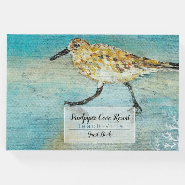 Libro De Visitas Sandpiper Shorebird Coastal Beach House Guest Hous (Anverso)