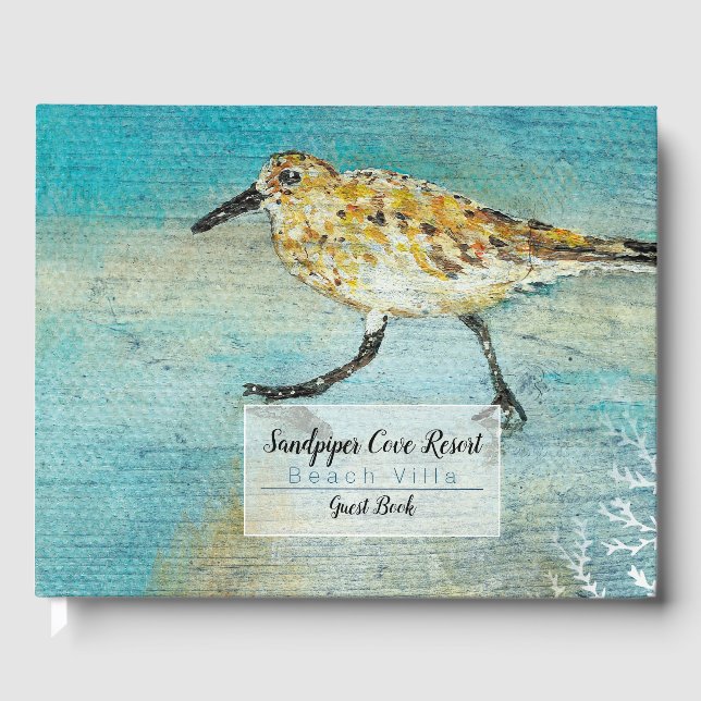 Libro De Visitas Sandpiper Shorebird Coastal Beach House Guest Hous (Anverso)