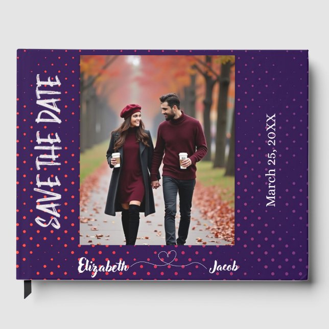 Libro De Visitas Save the Date Couple Photo  | Personalized Wedding (Anverso)