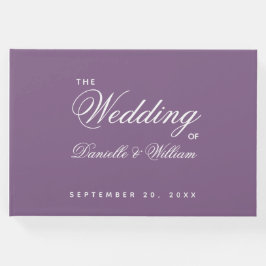 Libro De Visitas Script de caligrafía simple boda Dusty Purple