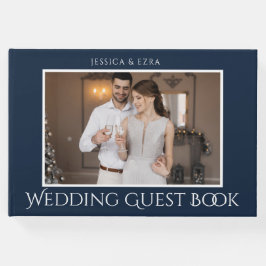 Libro De Visitas Script Estiloso Blanco y Azul | Foto