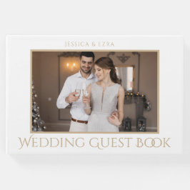 Libro De Visitas Script Estiloso Blanco y Dorado | Foto