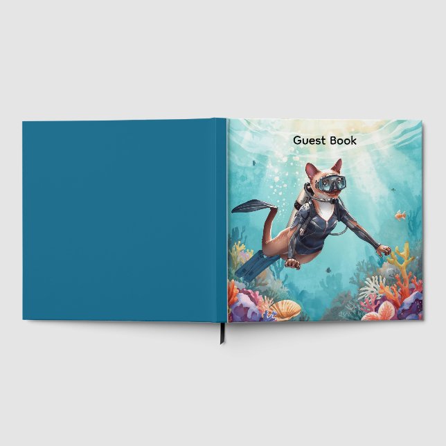 Libro De Visitas Scuba Cat Buceando Bajo el Mar  (Lleno)