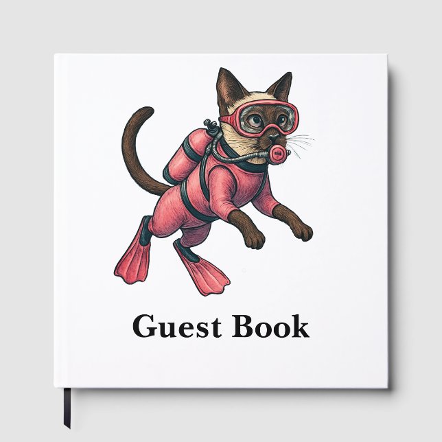 Libro De Visitas Scuba Cat Diving for Pink Lovers (Anverso)