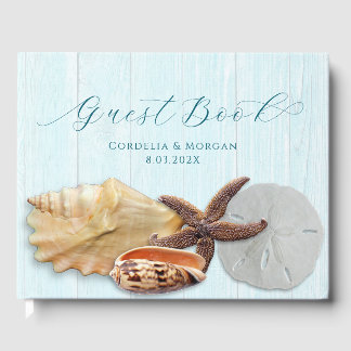 Libro De Visitas Seashells Boda Personalized Guest Book Wood