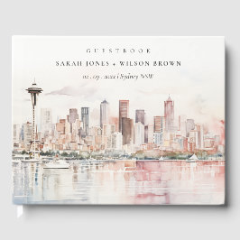 Libro De Visitas Seattle, Washington Watercolor Landscape Wedding