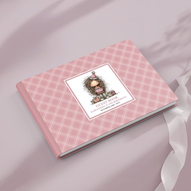 Libro De Visitas Señal de cumpleaños número 6 para invitado de todd (Whimsy dusty pink toddler 6th birthday sign guest book)
