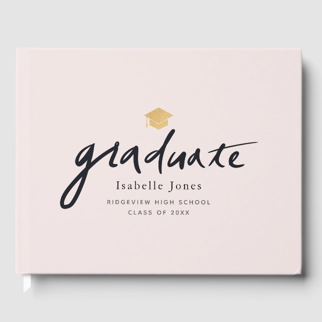 Libro De Visitas Sencilla escritura manuscrita con foto de graduaci (Anverso)