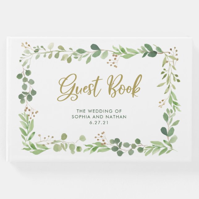 Libro De Visitas Sencilla vegetación | Boda (Anverso)