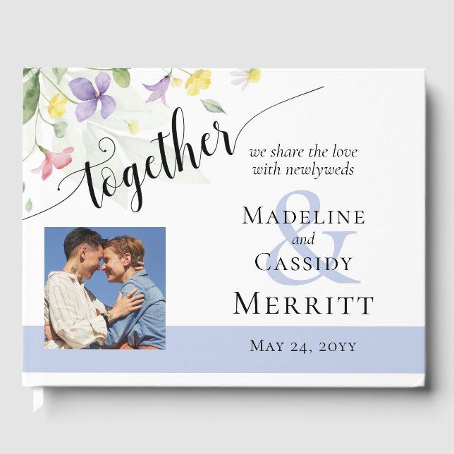 Libro De Visitas Sencilla y elegante acuarela Flores salvajes Boda  (Anverso)