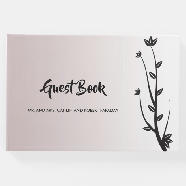 Libro De Visitas Sencillas hojas modernas y elegantes (Anverso)