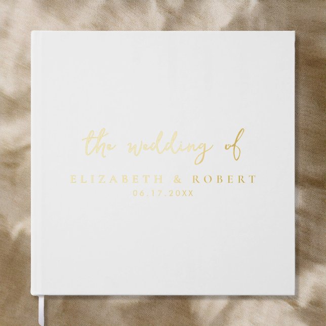 Libro De Visitas Sencillo Boda de Relieve metalizado dorado blanco  (Subido por el creador)