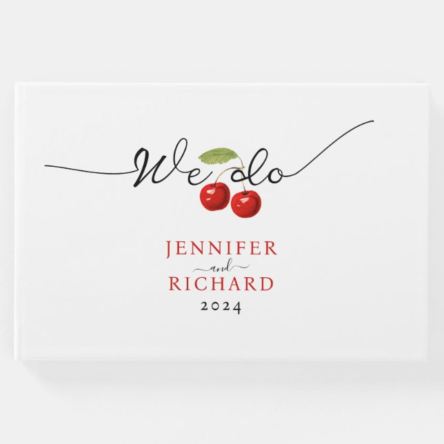 Libro De Visitas Sencillo Boda Elegante De Cutería Roja Y Blanca (Anverso)