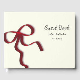 Libro De Visitas Sencillo Bow Rojo Minimalista Elegante