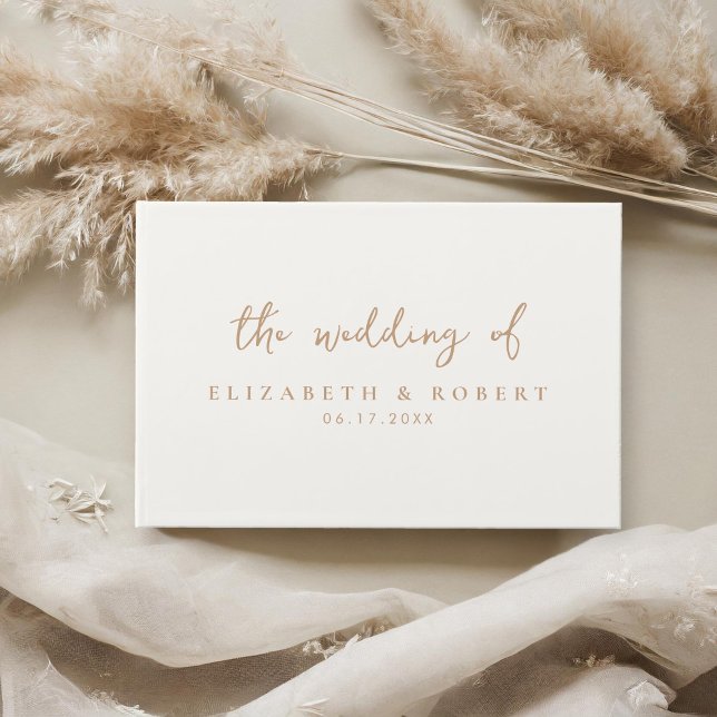Libro De Visitas Sencillo guión elegante Ivory Tan Boda (Subido por el creador)