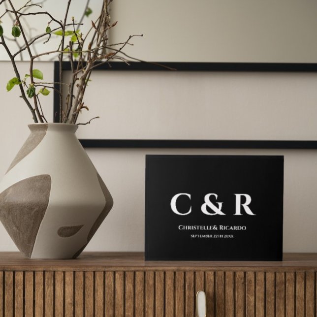Libro De Visitas Sencillo y elegante boda negro monograma (Subido por el creador)