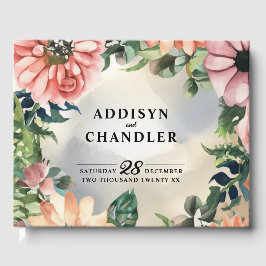 Libro De Visitas Serene Garden Wreath: Elegancia Floral Pastel
