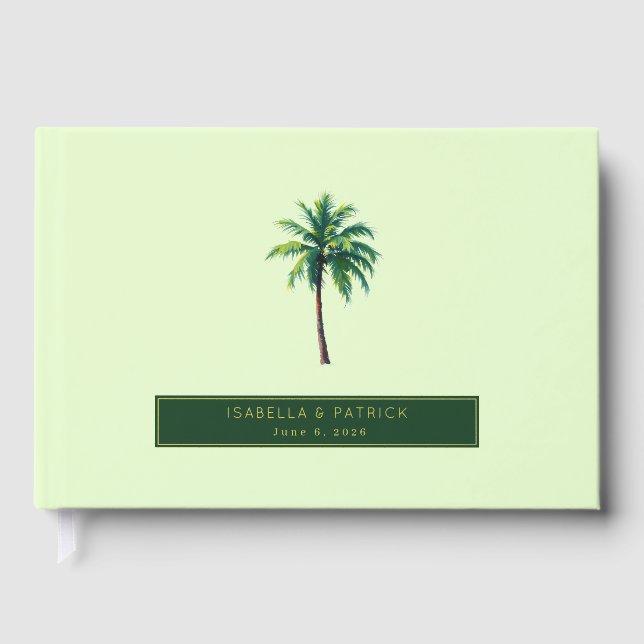 Libro De Visitas Serene Mint Tropical Palm Tree (Anverso)