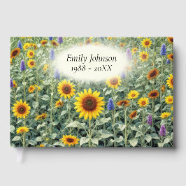 Libro De Visitas Servicio conmemorativo en campo de girasoles y flo