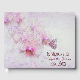 Libro De Visitas Servicio conmemorativo Mariposa en orquídeas rosad