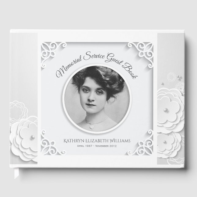 Libro De Visitas Servicio de Memorial Sencilla Fotografía Elegante  (Anverso)