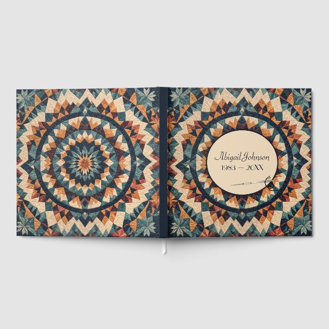 Libro De Visitas Servicio Memorial Kaleidoscope Quilt and Needle (Lleno)