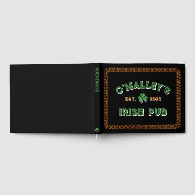 Libro De Visitas Shamrock Celtic Knot Border Irish Pub (Lleno)