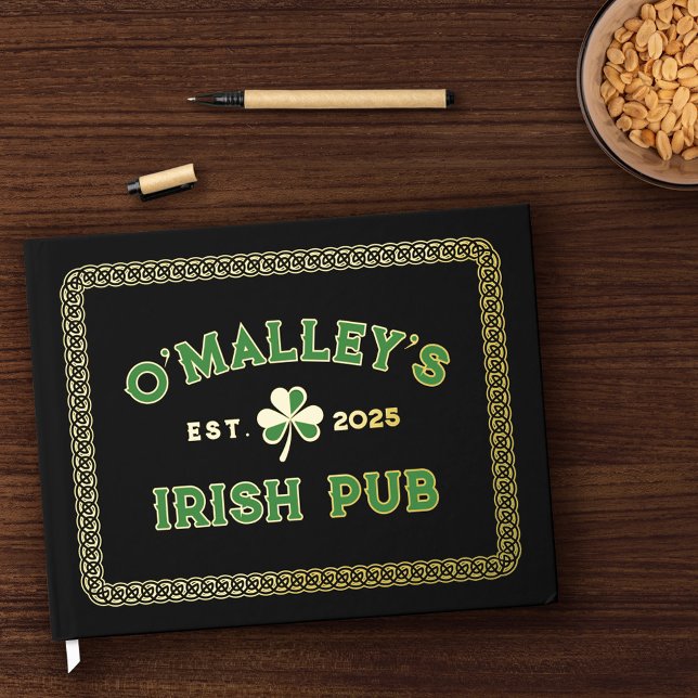Libro De Visitas Shamrock Celtic Knot Border Irish Pub Gold (Subido por el creador)