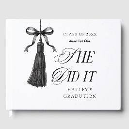 Libro De Visitas She Did It Black Bow Personalized Graduation Party