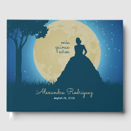 Libro De Visitas Silhouette coronada con Moon Quinceanera