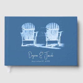 Libro De Visitas Sillas de Playa Adirondack Azul Azure Blanco Boda