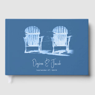 Libro De Visitas Sillas de Playa Adirondack Azul Azure Blanco Boda