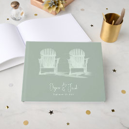 Libro De Visitas Sillas de playa Adirondack verde salvia boda
