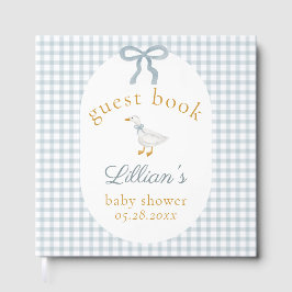 Libro De Visitas Silly Goose Blue Gingham Baby Shower Guest Book