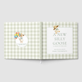 Libro De Visitas Silly Goose Sage Gingham Baby Shower