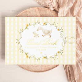 Libro De Visitas Silly Goose Yellow Gingham Whimsical Baby Shower