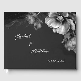 Libro De Visitas Silver Flower Black | Boda