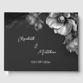 Libro De Visitas Silver Flower Black | Wedding
