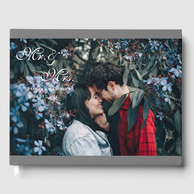 Libro De Visitas Silver Mr Mrs. Photo Boda Guest Book (Anverso)