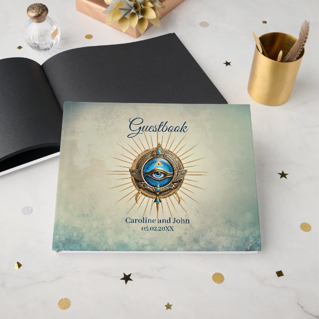 Libro De Visitas Símbolo del ojo de visión egipcio (Anverso Abierto)