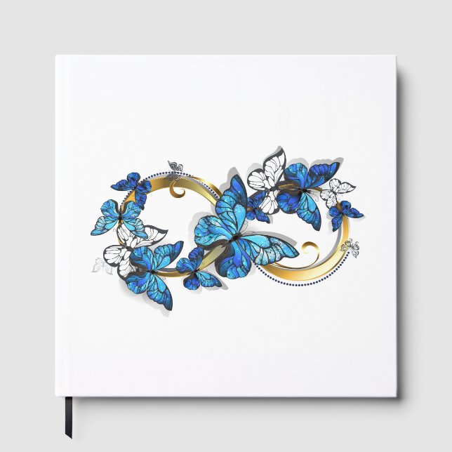 Libro De Visitas Símbolo infinito de mariposas Morpho azules (Anverso)